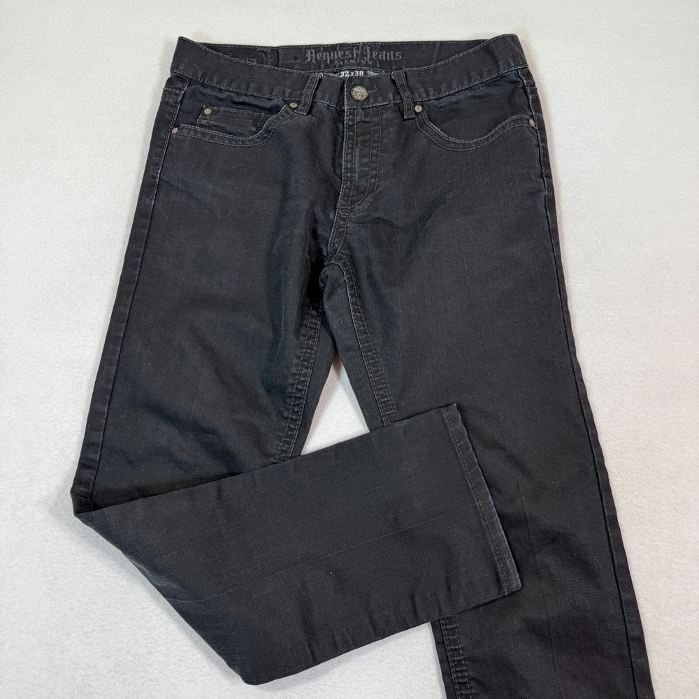 Request Jeans‎ Premium Men 32x30 Black Denim Stretch Casual y2k Straight Fit